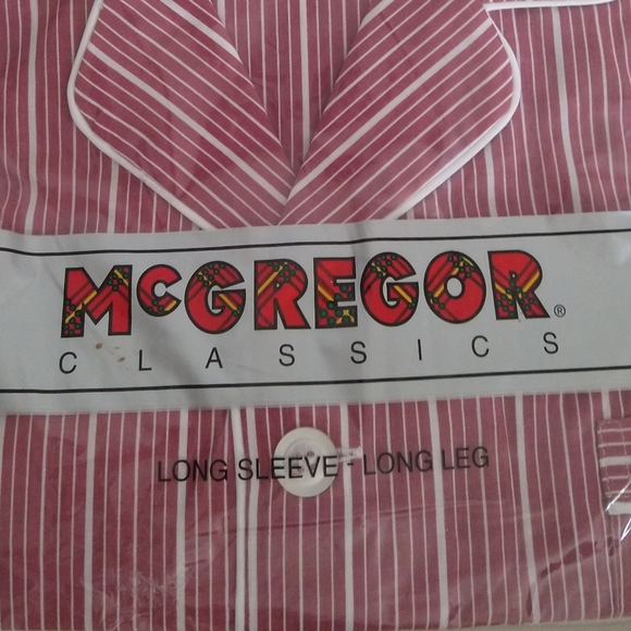 Vintage 1980's Mc Gregor Classics Pajama Set Shirt and Pants Size Small NWT - Picture 2 of 7